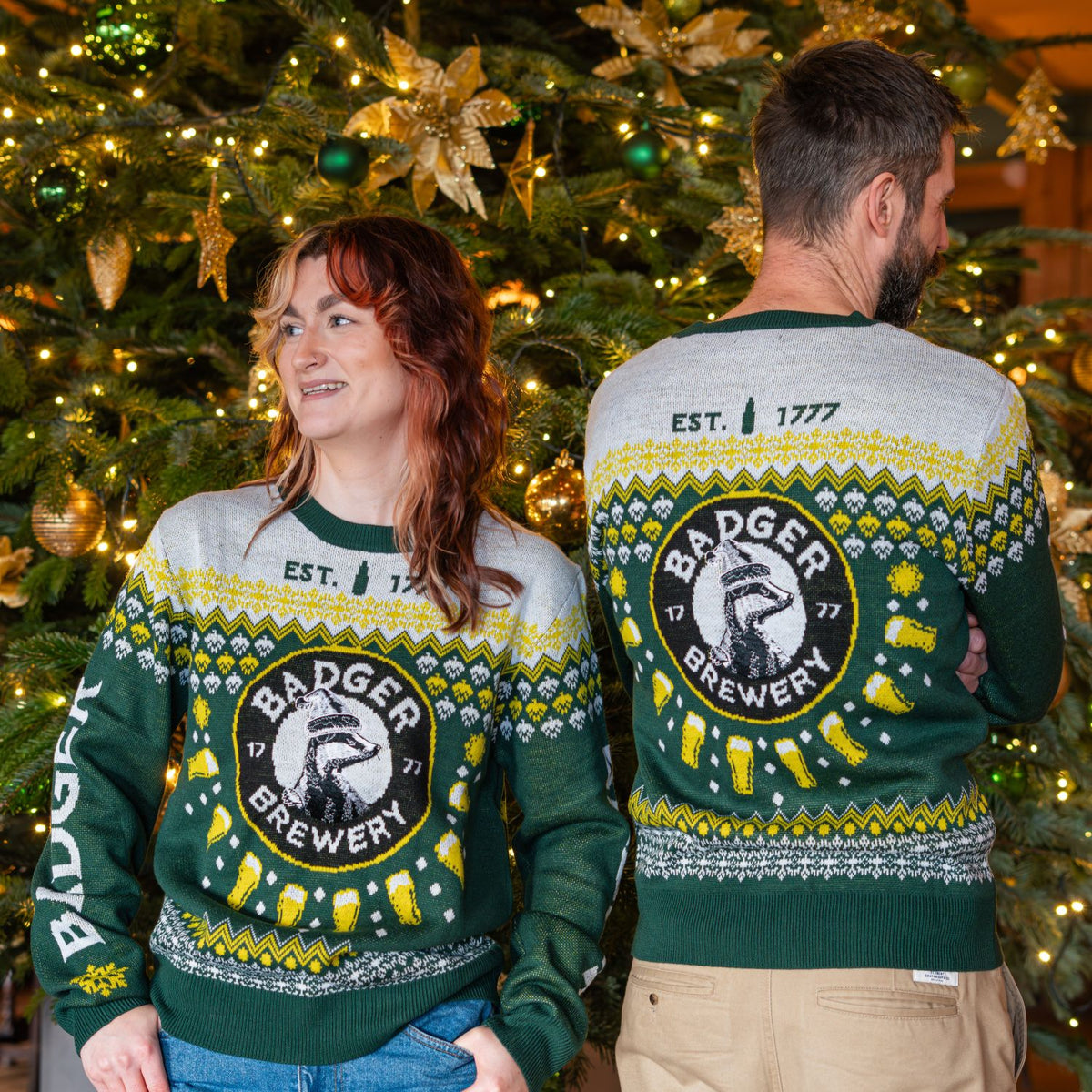 Badger Beers Green Christmas Jumper