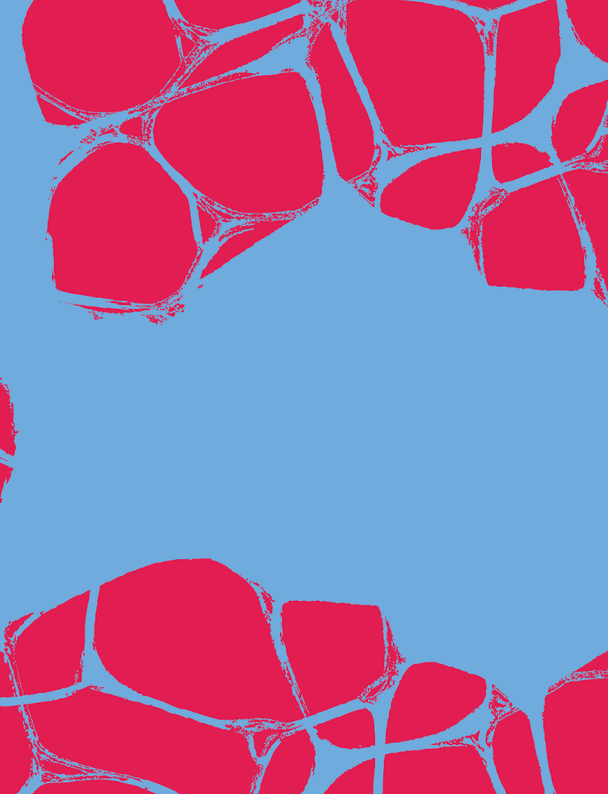 Outland East of Eden menu graphic in pink and blue brand pattern