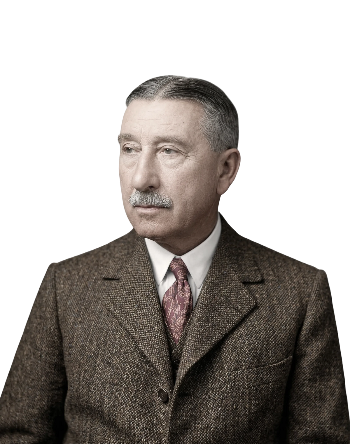 Archive portrait of a Hall & Woodhouse family member in a tweed suit