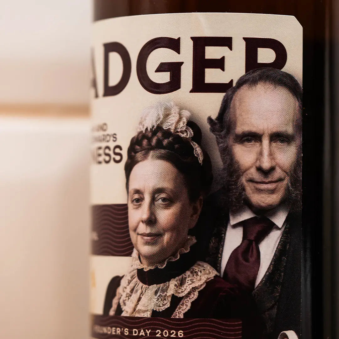 Founder's Day 2026 label artwork showing portraits of Hannah and George Edward