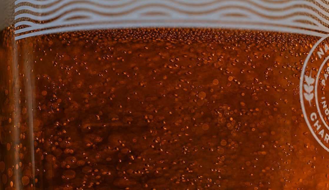 Close-up of dark amber ale in a Badger glass, used for the strong ale collection