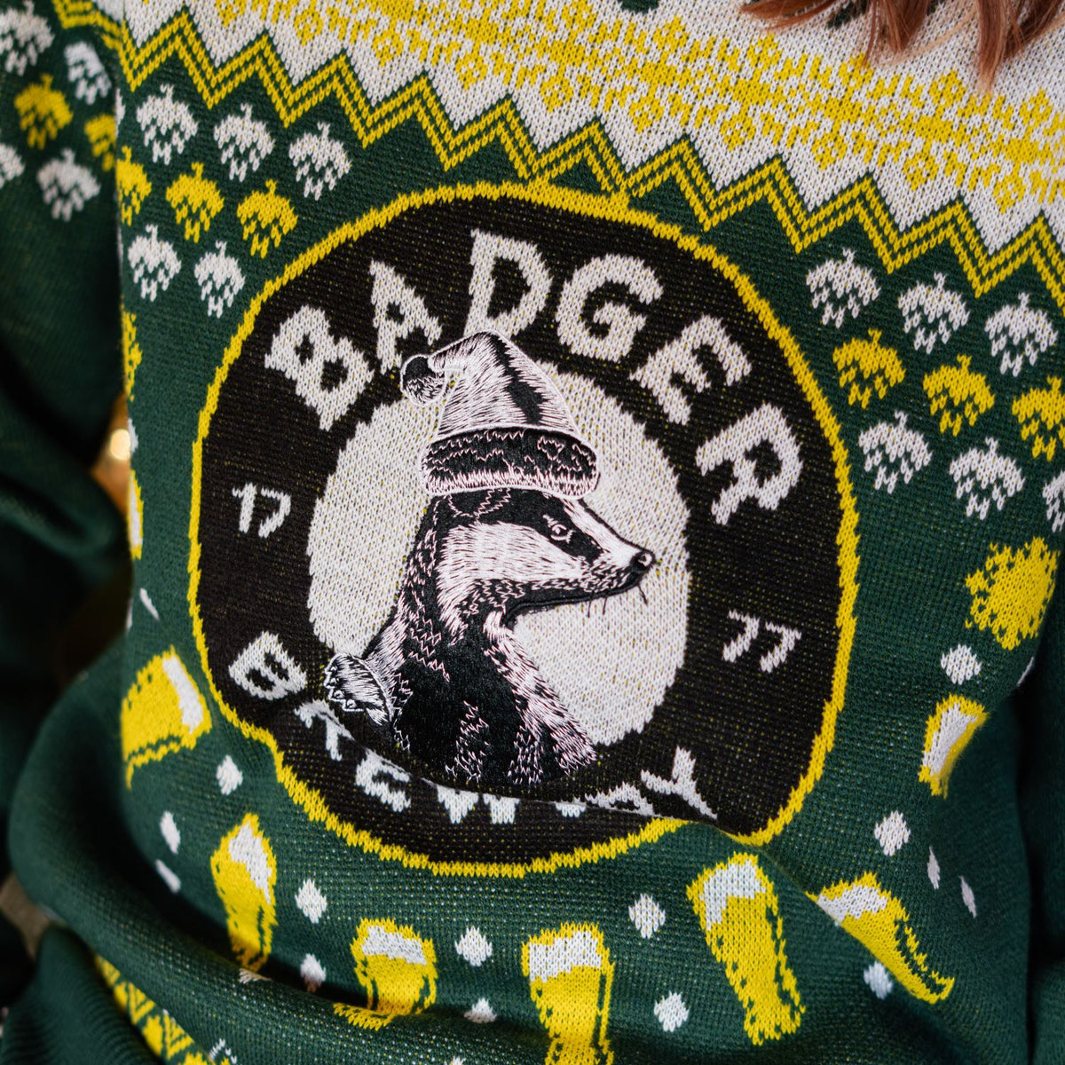 Badger Beers Green Christmas Jumper