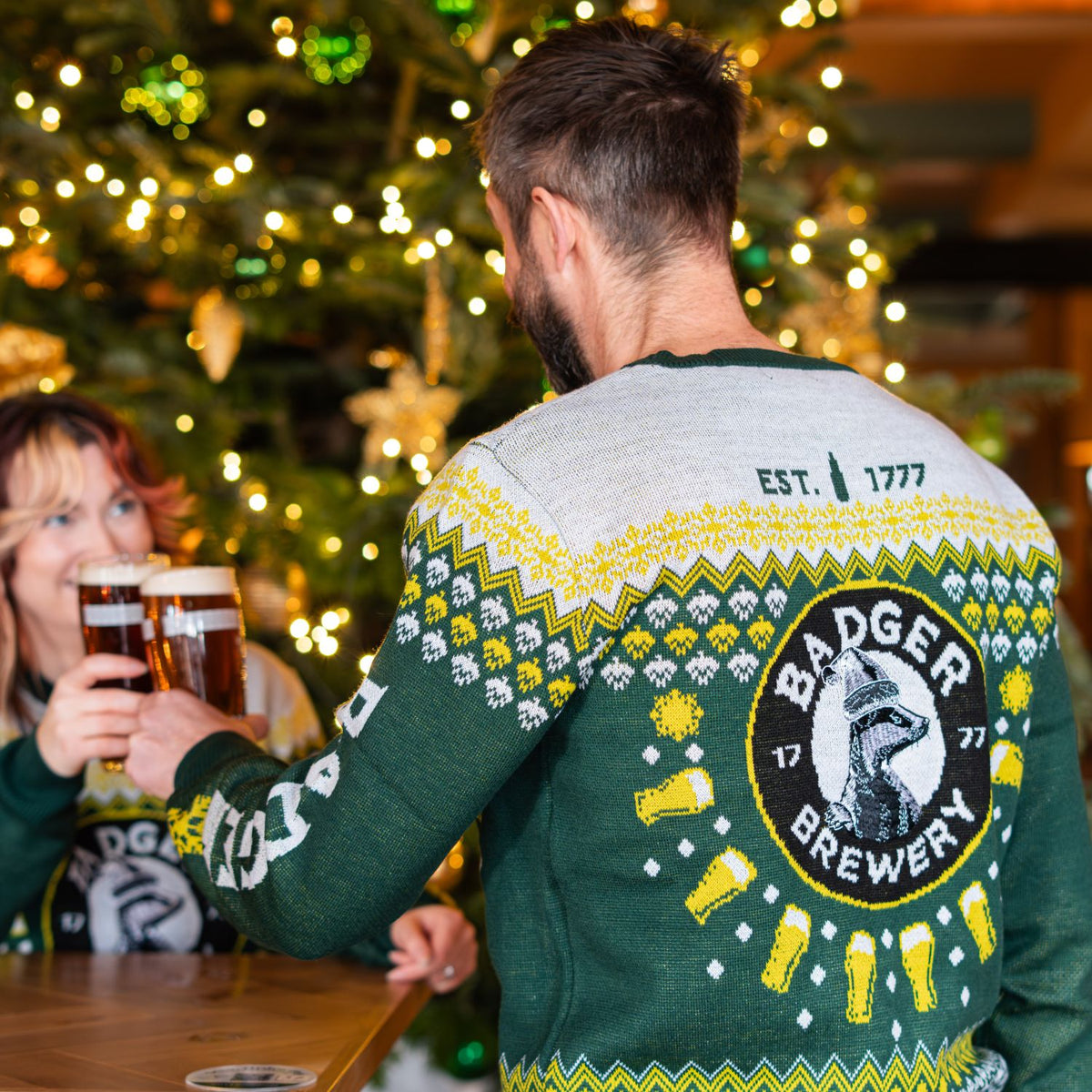 Badger Green Christmas Jumper