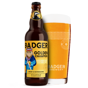 Badger Golden Champion Bottle and Glass