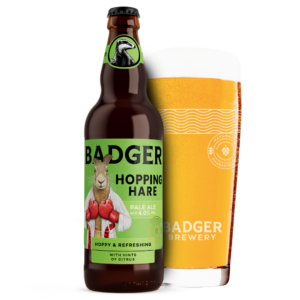 Badger Hopping Hare Bottle and Glass