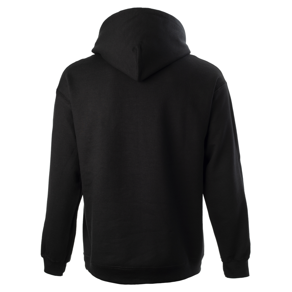 Back view of the Badger hoodie for men showing the large size of the hood