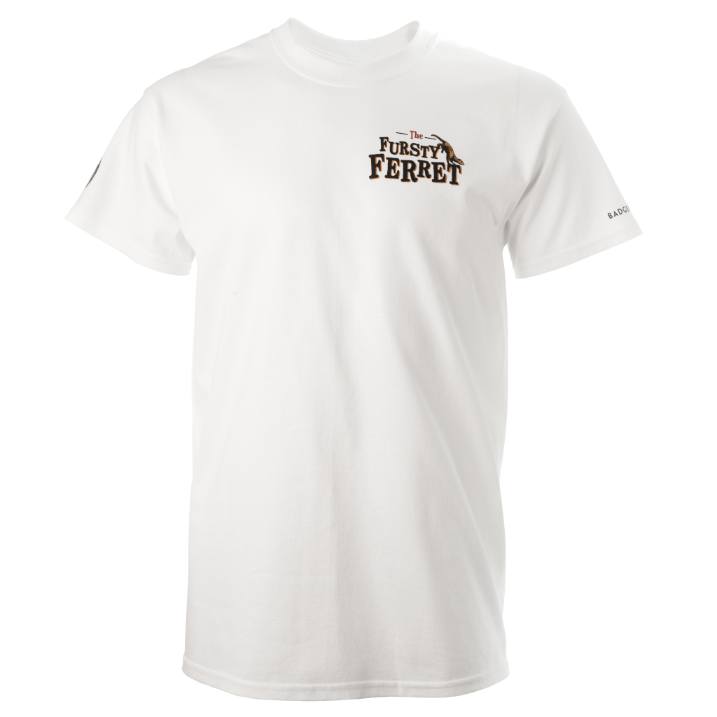 White Beer T-Shirt with Fursty Ferret Logo