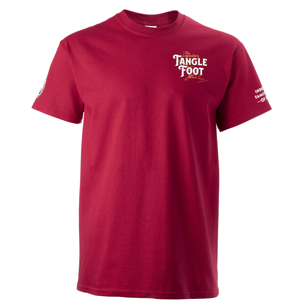 Red T-Shirt for Men with Badger Beers Tangle Foot Logo