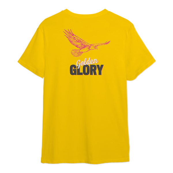 Back of Yellow Golden Glory T-Shirt with Eagle Design