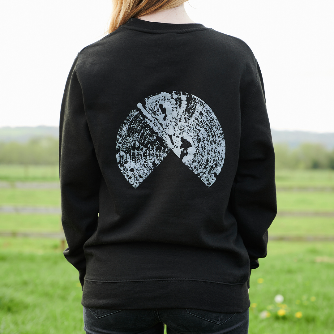 Person wearing Outland Black Sweatshirt (Back)