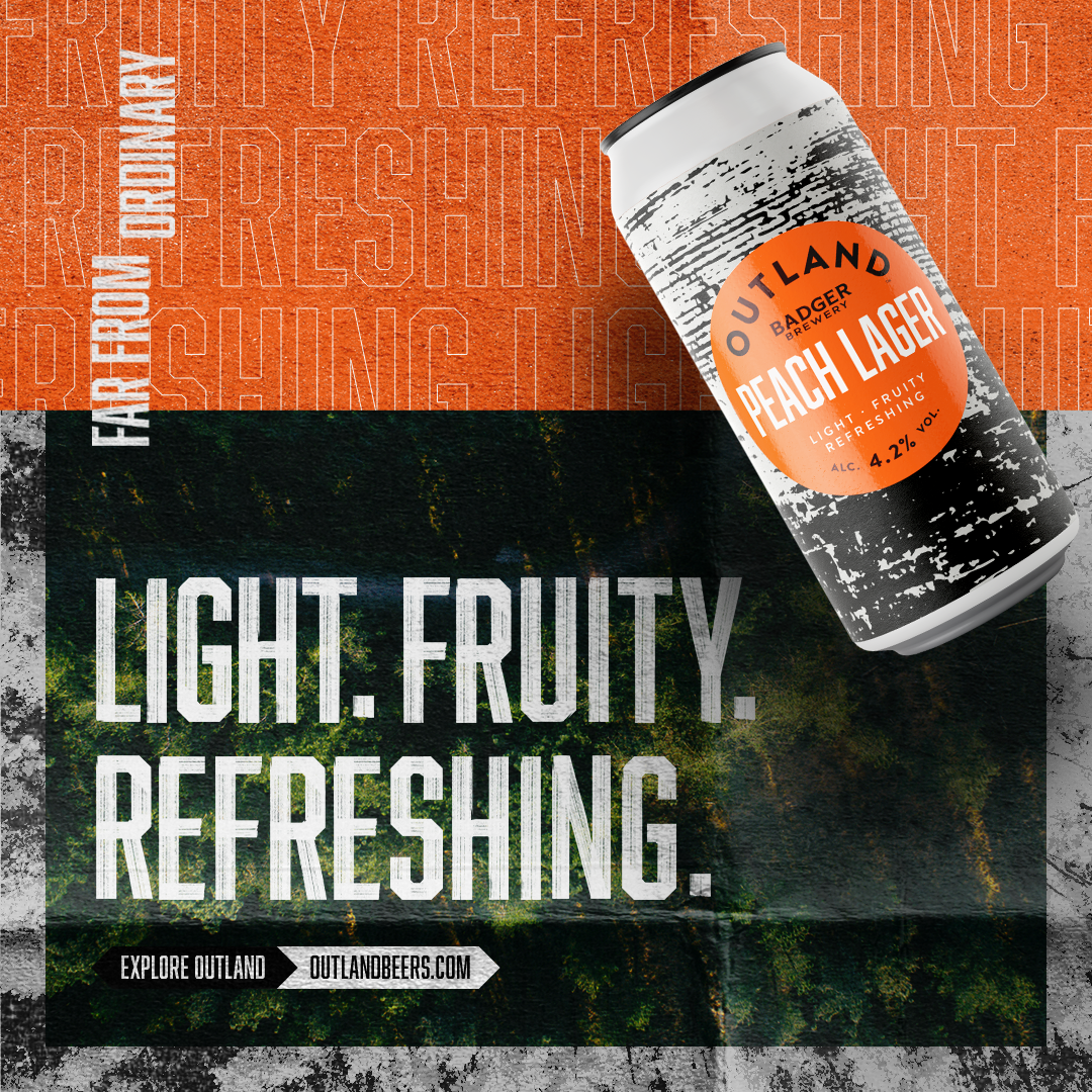 Outland Peach Lager is light, fruity and refreshing