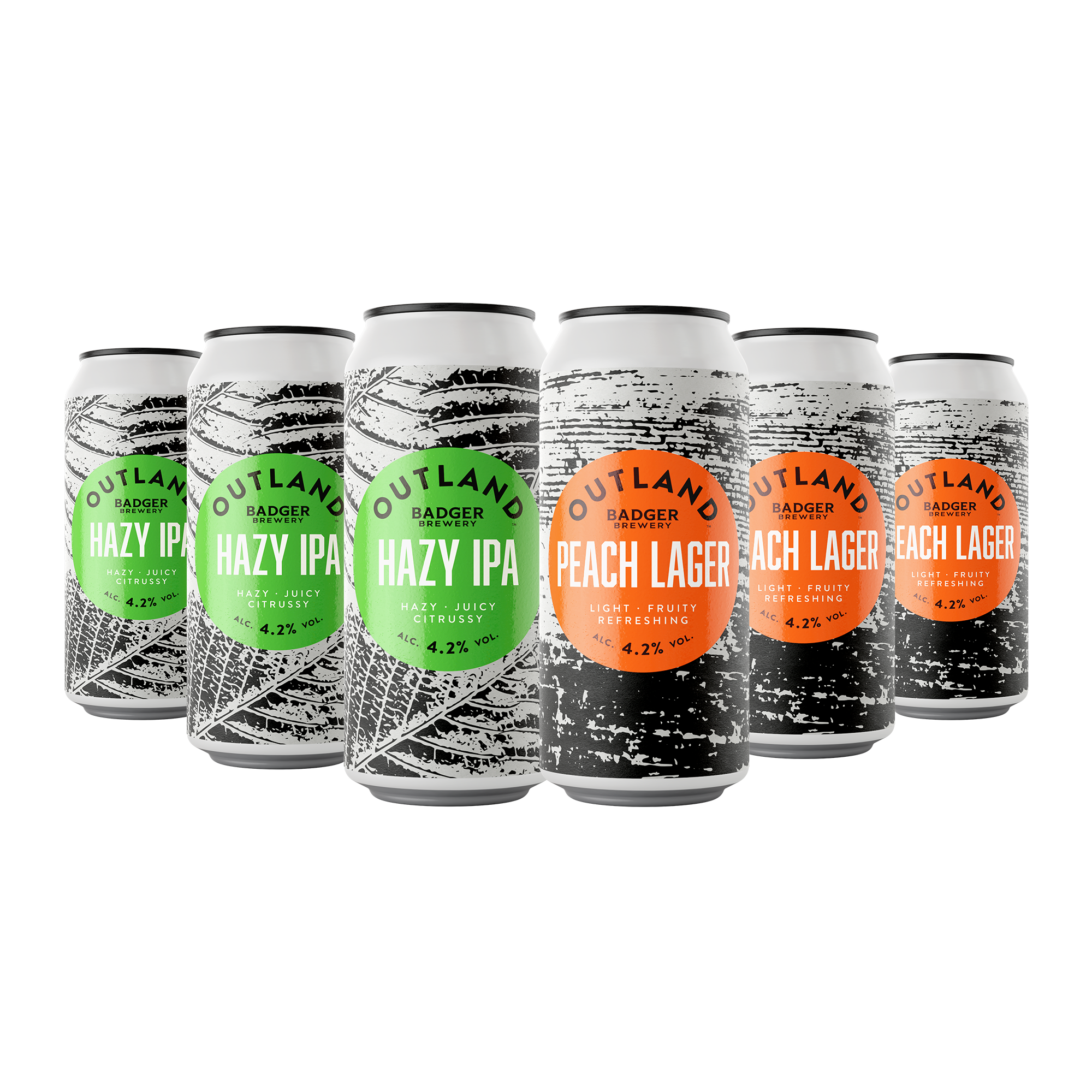 Outland summer beer bundle with cans of Peach Lager and Hazy IPA