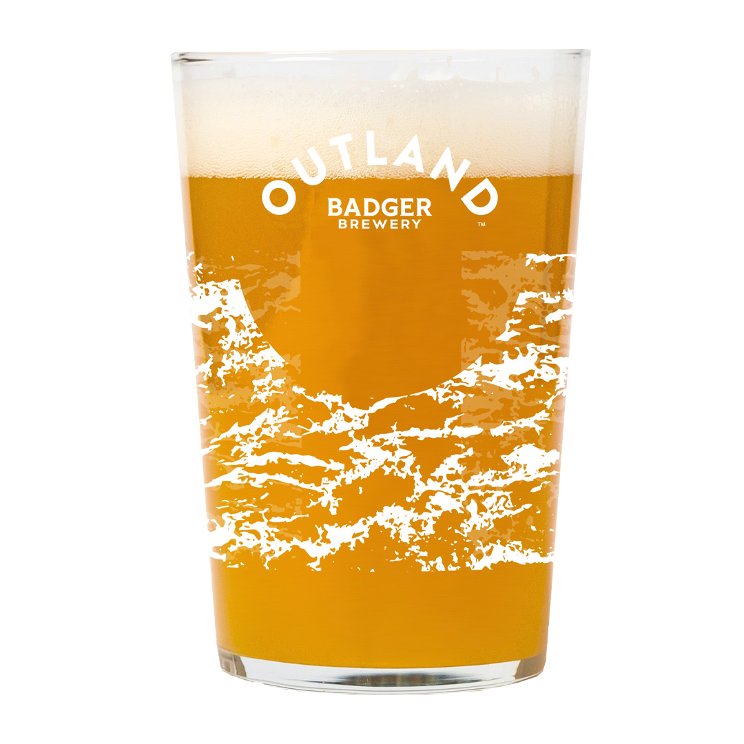 Outland White Wood Pint Glass Front