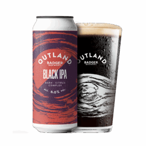 Outland Black IPA Can and Glass