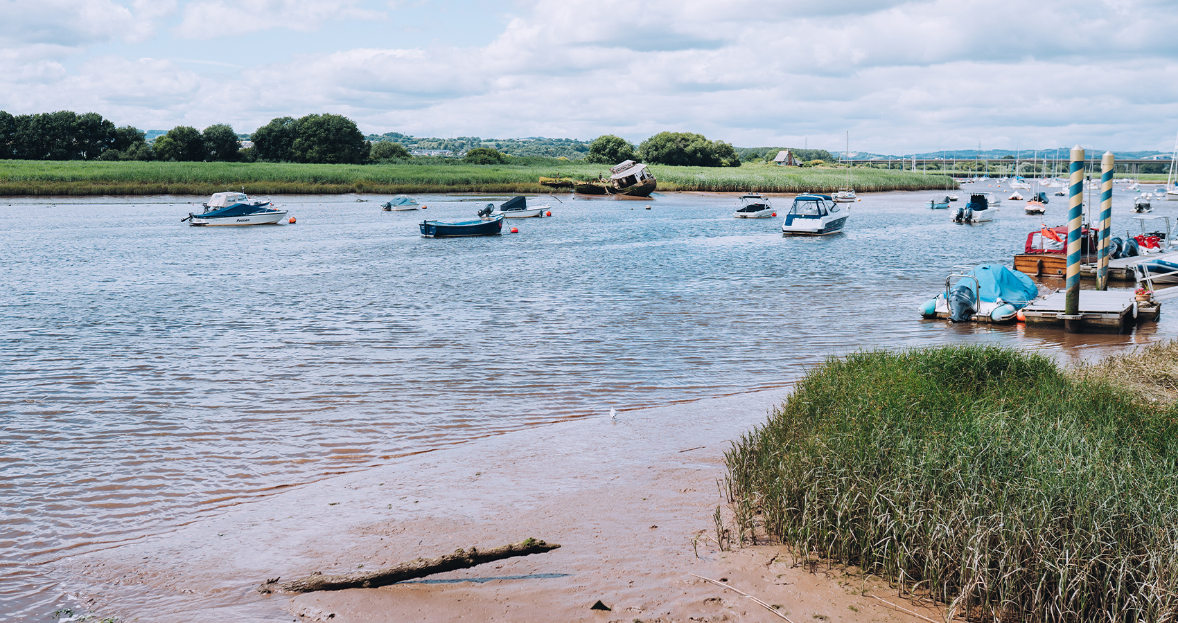 A view of the River Exe from The Lighter Inn, Hall and Woodhouse riverside pub 