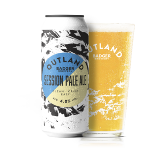 Outland Session Pale Ale can and glass