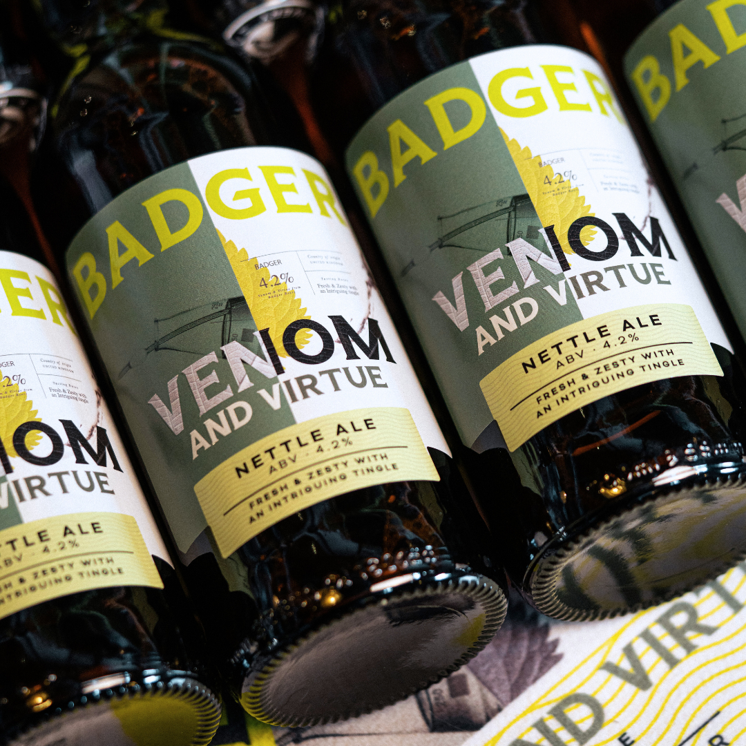 Badger Venom and Virtue Nettle Ale Bottles