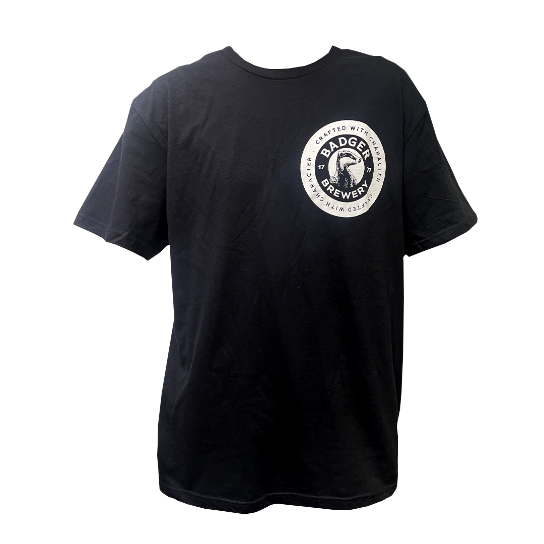 Badger Crafted with Character Black T-shirt (Est 1777 Back Design)